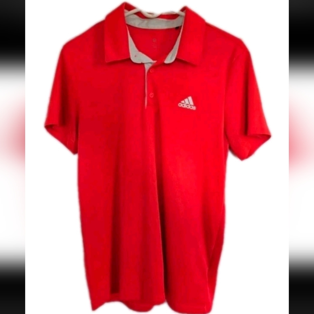 Adidas Men's Vibrant Red Performance Polo Shirt - Size M